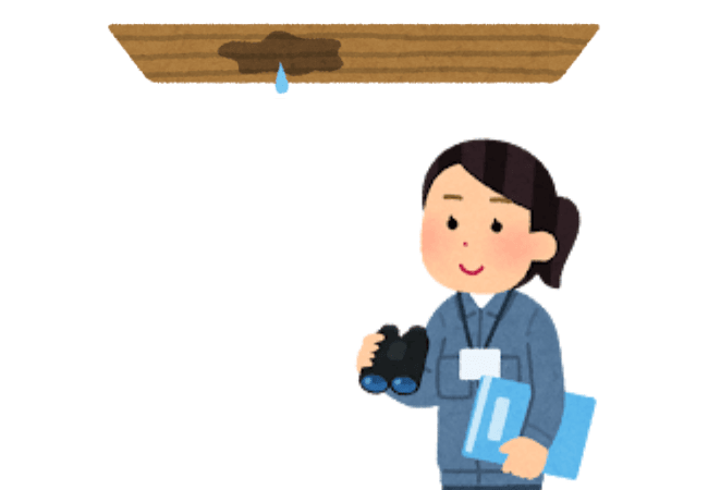 雨漏りの点検をする女性